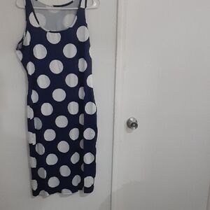 ZIONE Chic Navy and White Polka Dot Mini Dress